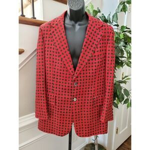 Griffon Men's Red Long Sleeve Single Breasted Two Button Fitted Casual Blazer